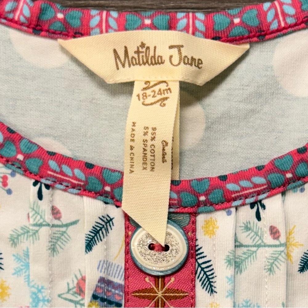 Matilda Jane Holiday Dress, pink, blue, & green, sz 18-24 months - Picture 4 of 7